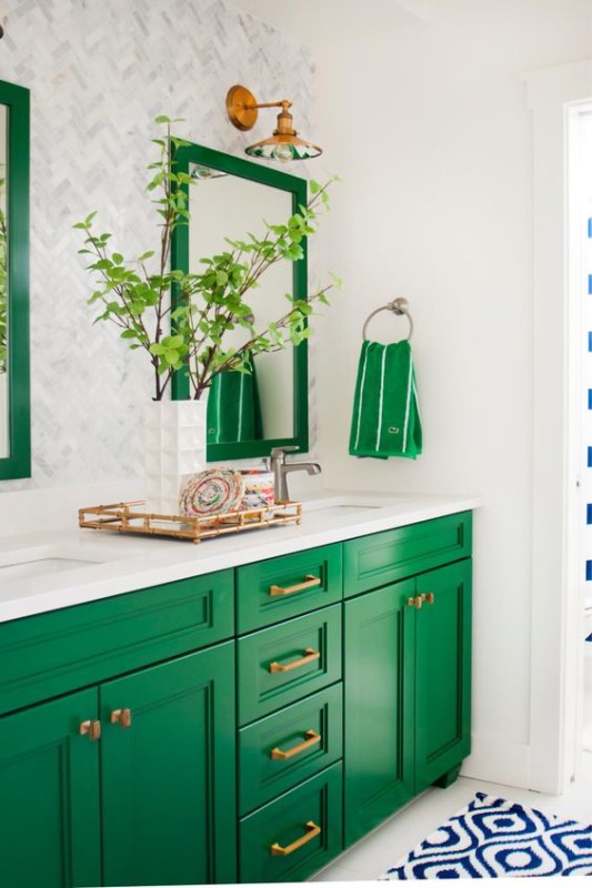 Verde esmeralda, inspiraciones para decorar-ideas-decoración-aprende a decorar-baño