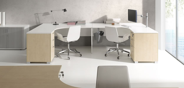 Conjunto muebles despacho de Despacho a despacho con acabado melamina madera