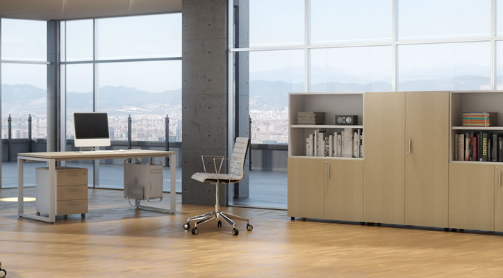 Conjunto muebles despacho de Despacho a despacho con acabado melamina madera