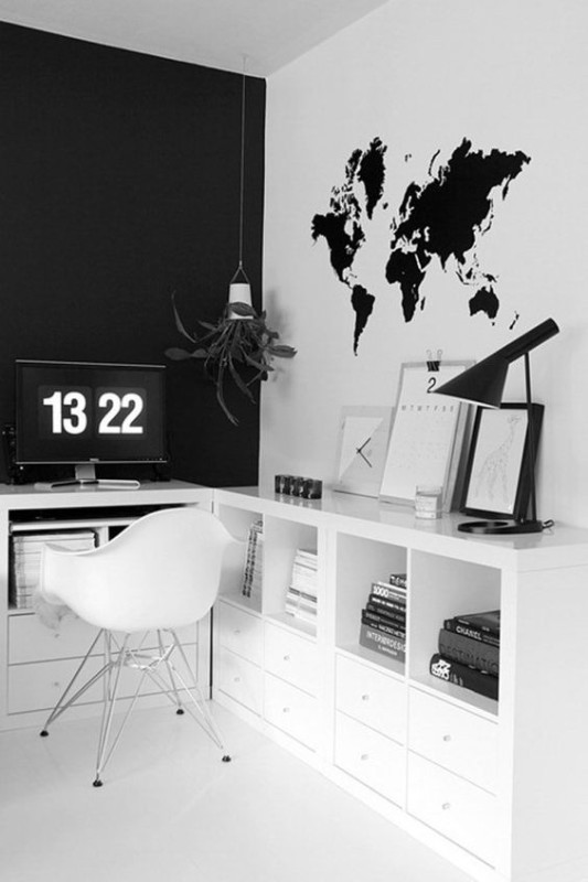 Muebles para espacio de trabajo en negro y blanco