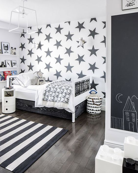 Decorar con papel pintado un dormitorio infantil con estilo nórdico