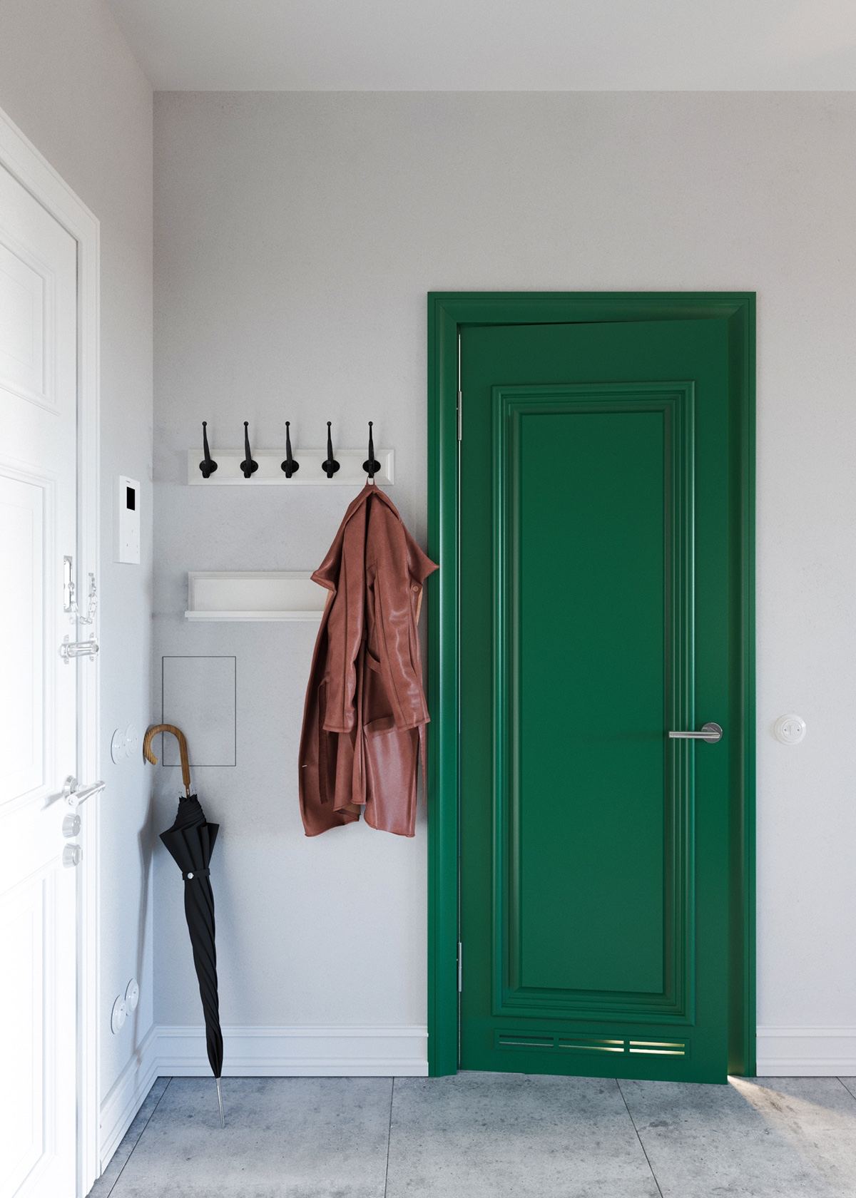 Claves_para_crear_contrastes_de_color_en_la_decoración_espacio_recibidor_unique-jade-green-doors-interior-design-min