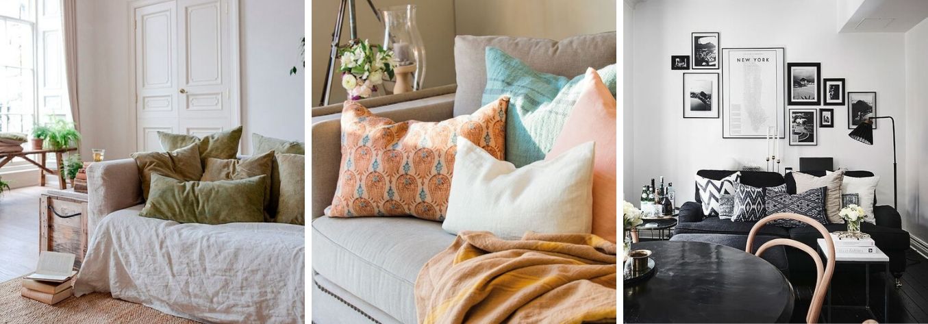 ¿Qué cojines elegir según el color de tu sofá?